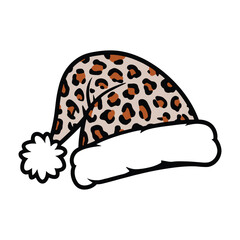 Leopard Print Santa Hat Illustration

