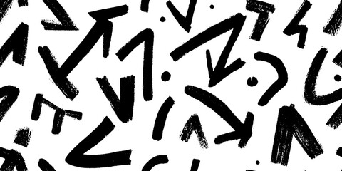 Fototapeta premium Minimalist abstract arrows pattern in black and white for modern design