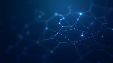 Abstract technology background featuring glowing lines and nodes in a deep blue color scheme.