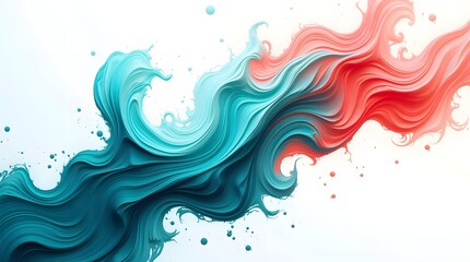 A dynamic swirl of teal and coral colors creates a vibrant abstract design, radiating energy and creativity.