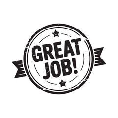 Distressed circular stamp with ribbon saying great job