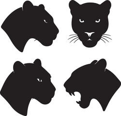 set of silhouette panther heads