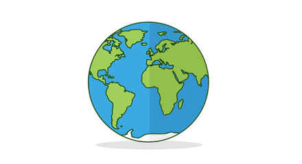 Fototapeta premium Stylized earth globe graphic with blue oceans and green continents vector illustration