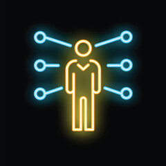 Neon icon representing a businessman managing multiple projects, tasks, or responsibilities simultaneously
