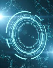 Obraz premium A futuristic digital design featuring interconnected lines and circular patterns, creating an abstract representation of technology and data.