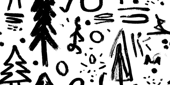 Minimalist abstract black and white christmas pattern for seasonal design