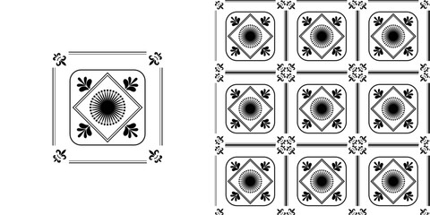 Seamless Floral Vector Pattern in Black and White