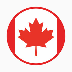 Canada Flag Icon with Maple Leaf