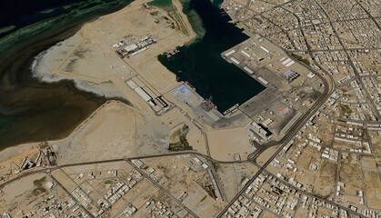 Yanbu al-Bahr in Saudi Arabia, aerial view of a drone on the Red Sea in August 2025