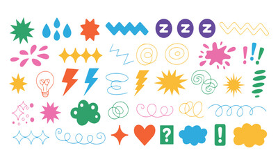 Colorful Doodle Icons and Symbols