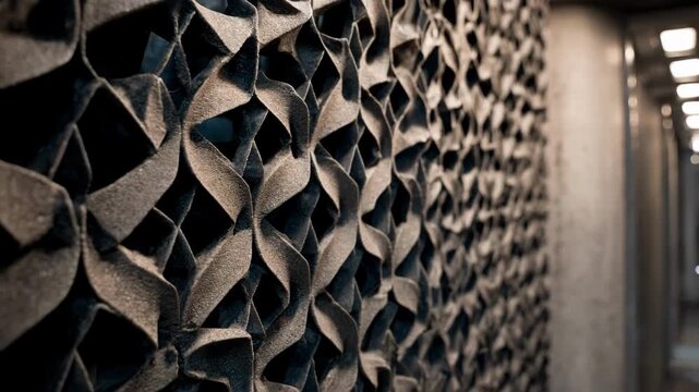 Medium shot detailing 3Dprinted barn panels featuring customized patterns and lightweight durable material properties.