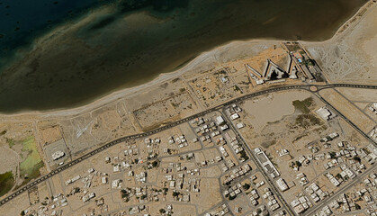 Yanbu al-Bahr in Saudi Arabia, aerial view of a drone on the Red Sea in August 2025