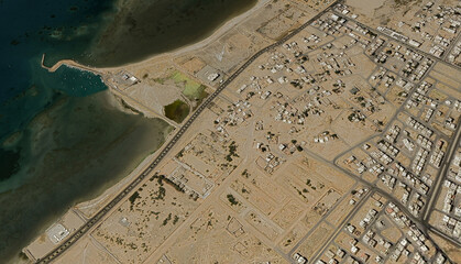 Yanbu al-Bahr in Saudi Arabia, aerial view of a drone on the Red Sea in August 2025