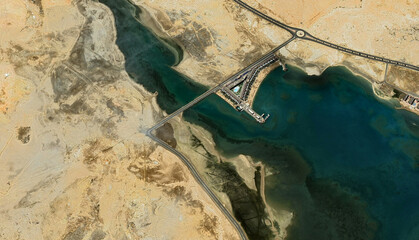Yanbu al-Bahr in Saudi Arabia, aerial view of a drone on the Red Sea in August 2025