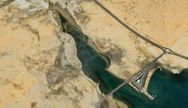 Yanbu al-Bahr in Saudi Arabia, aerial view of a drone on the Red Sea in August 2025