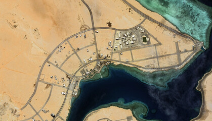 Yanbu al-Bahr in Saudi Arabia, aerial view of a drone on the Red Sea in August 2025