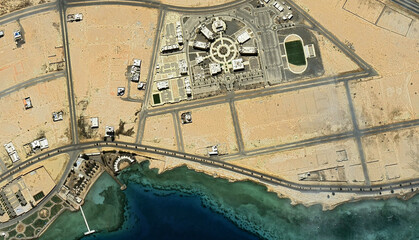 Yanbu al-Bahr in Saudi Arabia, aerial view of a drone on the Red Sea in August 2025