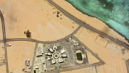 Yanbu al-Bahr in Saudi Arabia, aerial view of a drone on the Red Sea in August 2025