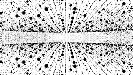 Halftone dotted background frame with particle matter, chaotic molecule waves, digital field in PNG format perfect banner for technology, medicine and presentations.