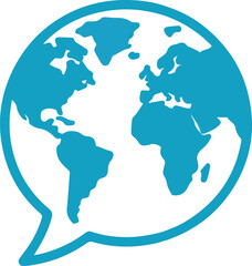World Globe Inside a Speech Bubble Icon
