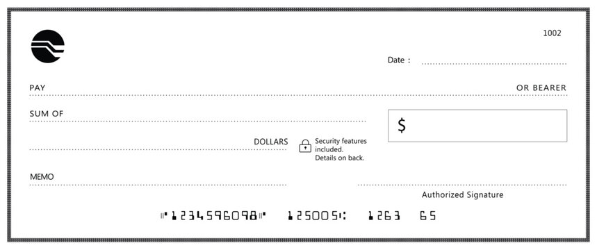 Bank check, vector blank money cheque, checkbook template with guilloche pattern and fields. Currency payment coupon, money check background	
