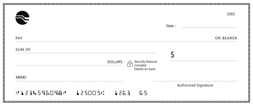 Bank check, vector blank money cheque, checkbook template with guilloche pattern and fields. Currency payment coupon, money check background	