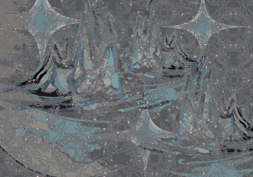 Dark background with eagle and star elements for carpets or dynamic posters. Gray-blue background with mountain elements and eagle motifs for covers, fabrics, business, interiors, tiles, prints, etc. 