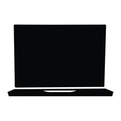 Simple black silhouette of a laptop on a white background illustration