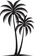 Palm Trees Silhouette on White Background