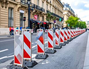 Parisian street with safety barriers