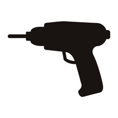 Silhouette of a cordless power drill with bit for construction projects