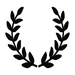 Monochrome Laurel Wreath Design, Classic Symbol of Victory and Achievement Icon