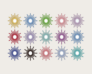 Colorful Abstract Sunburst Shapes Collection