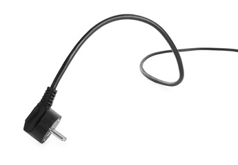 Black wire with plug isolated on white
