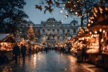 Palace Belvedere with Christmas Market in Vienna, Austria