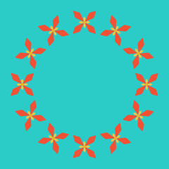 Frame with geometric flowers. Simple botanical illustration. Laurel wreath. Vector illustration.