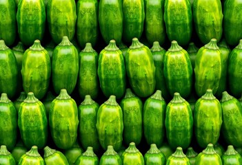 Infinitely repeating pattern of green cucumbers, seamlessly tiled, cucumber,  repeating pattern