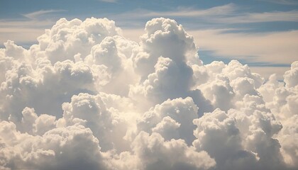 Dense cumulus cloudscape, dramatic light and shadow,  storm,  overcast
