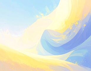 Pastel hills under a bright sky