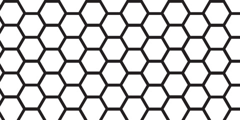 Honeycomb pattern with hexagon mesh. Texture bee comb grid. Net seamless pattern. Line vector illustration isolated on white background.