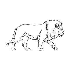 Bold black outline drawing of a majestic lion s head
