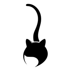 Elegant black cat silhouette on a white background