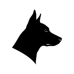 Black dog head silhouette graphic design