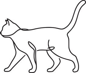 Simple outline drawing of a cat in black and white