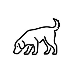 Simple black dog silhouette on a clean white background