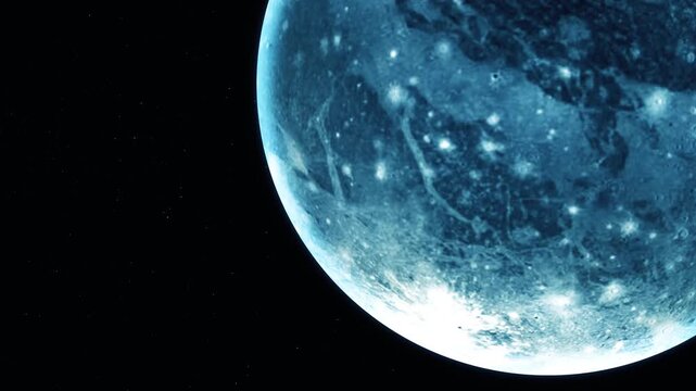 3d Realistic Pluto Celestial Body Against Starry Sky