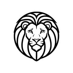 Bold black lion head logo design for branding and identity