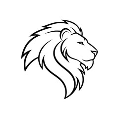Bold black lion head silhouette logo design