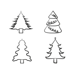 Obraz premium Christmas-tree outline, Evergreen Christmas tree icon vector. Festive Holiday Line Art Illustration.