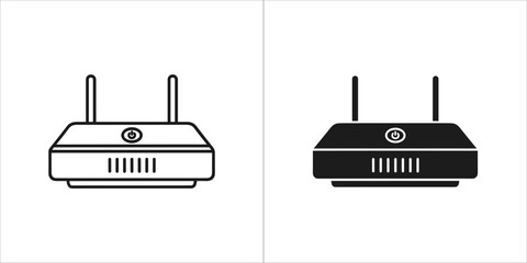 Wireless router icon in line and glyph style for web design